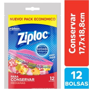 ZIPLOC BOLSA PARA CONSERVA MEDIANA 17.7x18.8cm x 12u